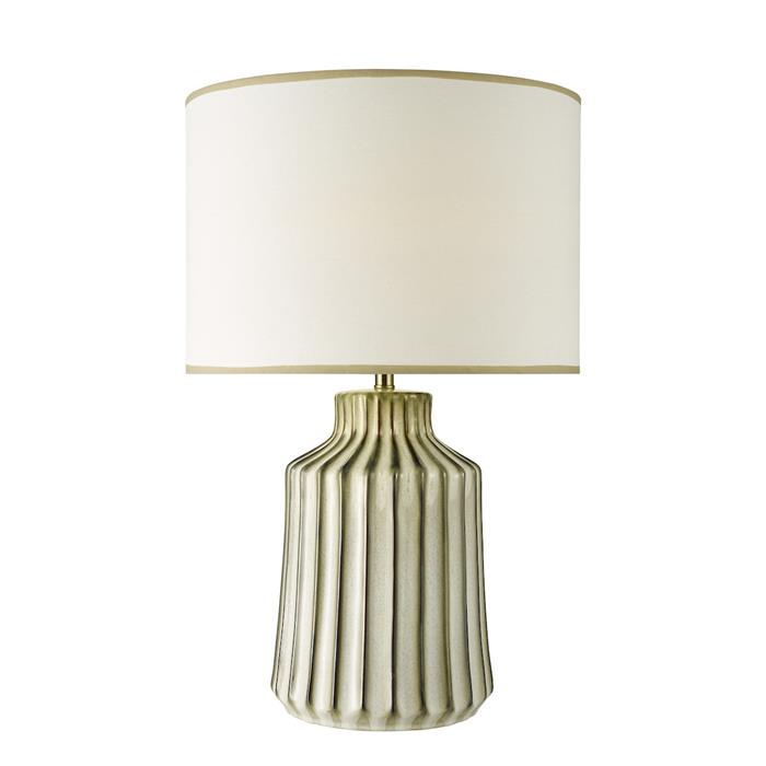 Nedra Natural Ribbed Ceramic Table Lamp And White Shade NED4229