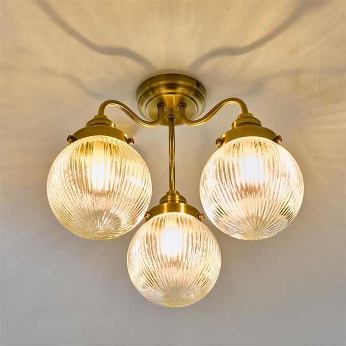 Tamara IP44 Semi-Flush Ceiling Light Antique Brass Finish TAM5375-IP44
