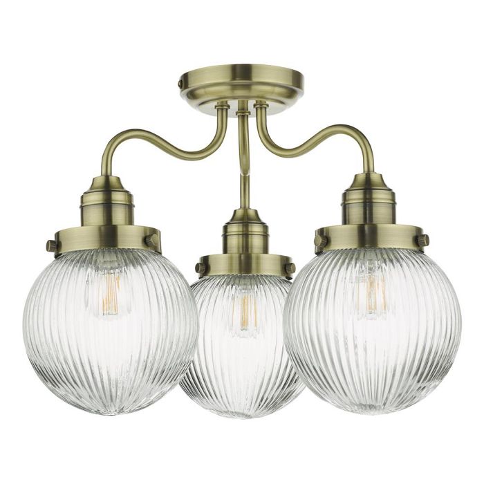 Tamara IP44 Semi-Flush Ceiling Light Antique Brass Finish TAM5375-IP44