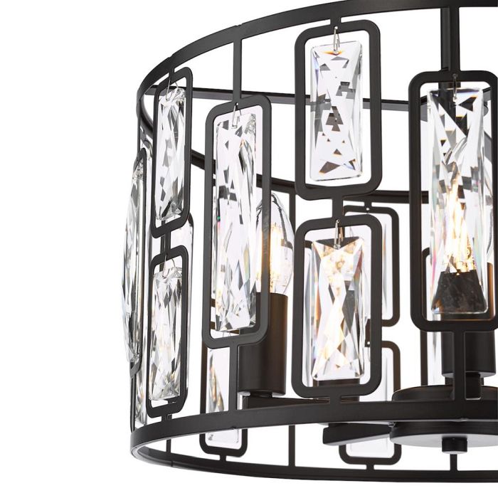 Zoelle Matt Black And Crystal 5 Light Pendant ZOE0522