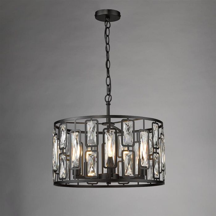 Zoelle Matt Black And Crystal 5 Light Pendant ZOE0522