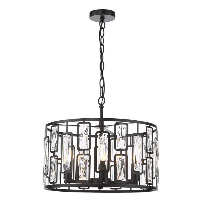 Zoelle Matt Black And Crystal 5 Light Pendant ZOE0522