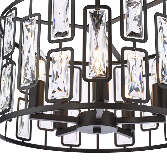 Zoelle Matt Black And Crystal 5 Light Pendant ZOE0522