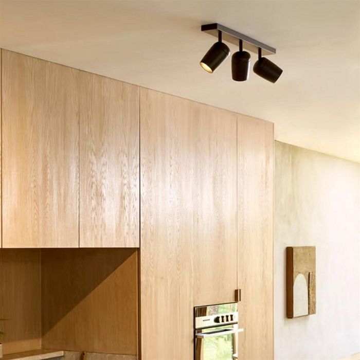 Koto Matt Black 3 Light Adjustable Bar Ceiling Spotlight 1478006