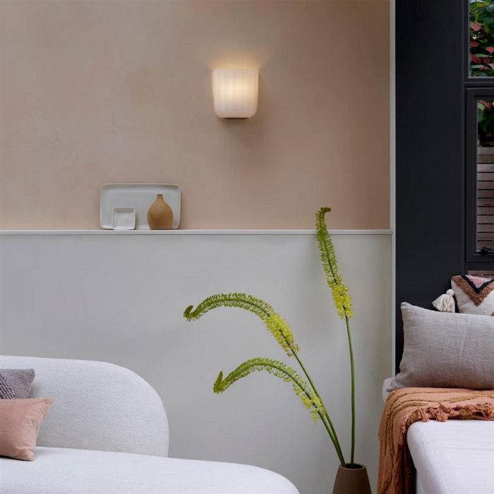 Veo Fluted White Glass And Bronze Single Wall Light 1455002