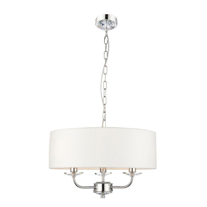 Nixon Nickel 3 Light Ceiling Pendant with White Shade 60129