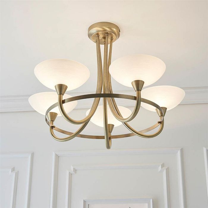 Antique Brass 5 Arm Ceiling Light CAGNEY-5AB
