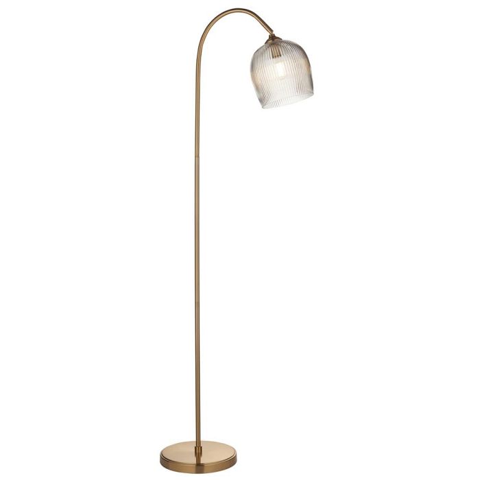 Ashcoft Brushed Aged Brass Plate And Ribbed Glass Floor Lamp 120621