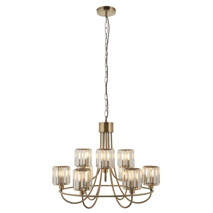 Berenice Nine Light Tiered Pendant Antique Brass Plate 118934