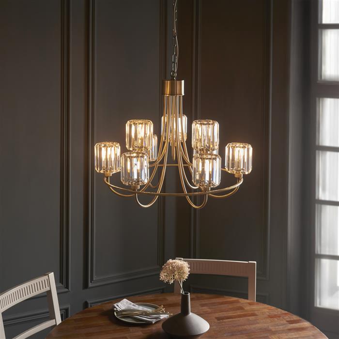 Berenice Nine Light Tiered Pendant Antique Brass Plate 118934