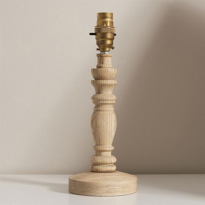 Bibury Natural Ash Wood And Brushed Aged Brass Table Lamp Base 110937