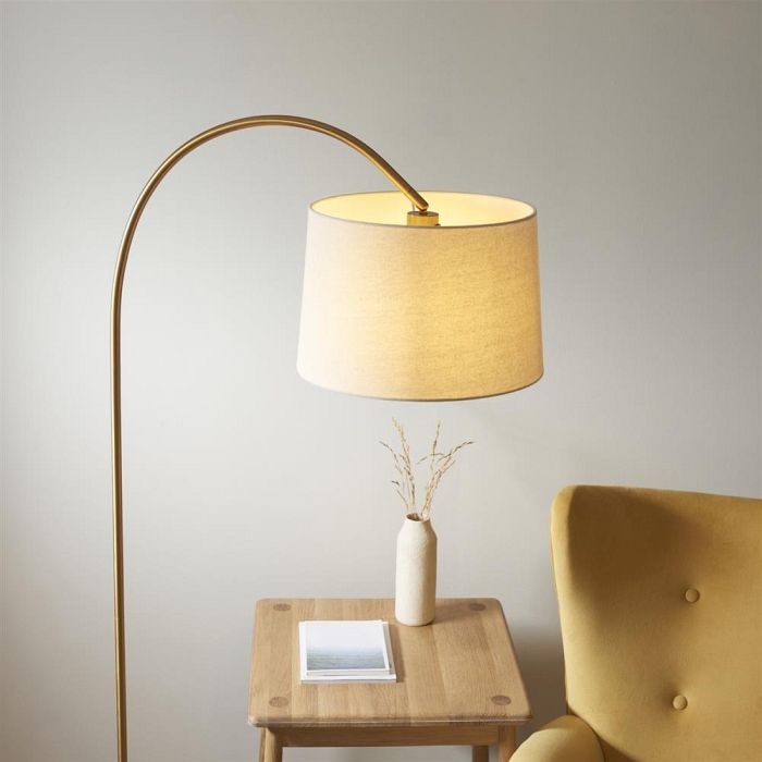 Carlson Warm Brass And Natural Floor Lamp 110645