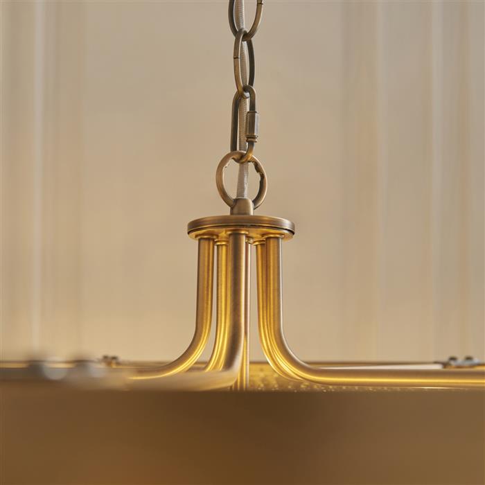 Clemont Warm Antique Brass And Clear Glass Five Light Pendant Fitting 119110