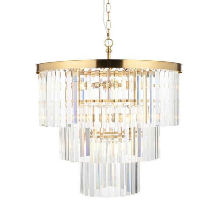 Conaston 7 Light Brushed Aged Brass Plate And Cut Glass Pendant 115457