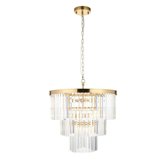 Conaston 7 Light Brushed Aged Brass Plate And Cut Glass Pendant 115457