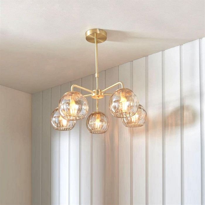 Dimple Brushed Brass 5 Arm Pendant Light 91969
