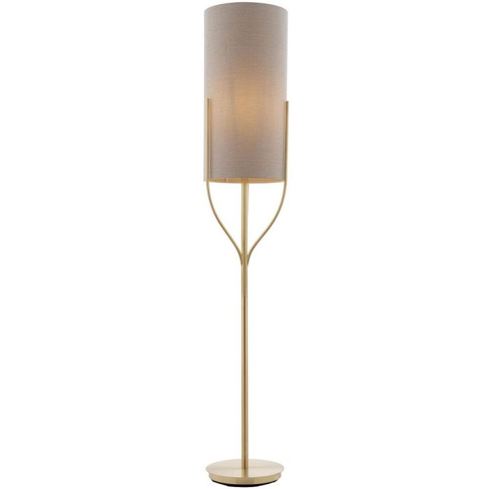 Fraser Satin Brass Floor Lamp with Natural Shade 95466