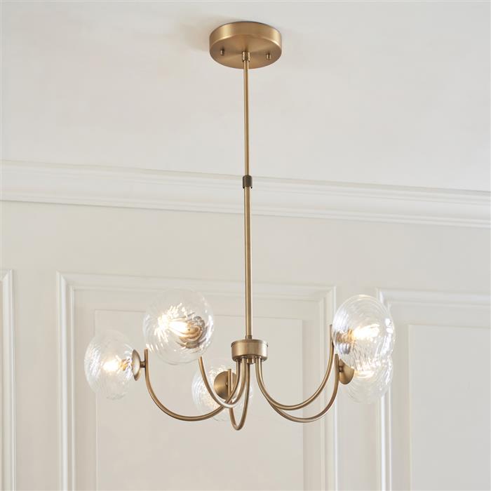 Hague Warm Antique Brass Five Arm Ceiling Fitting 119210