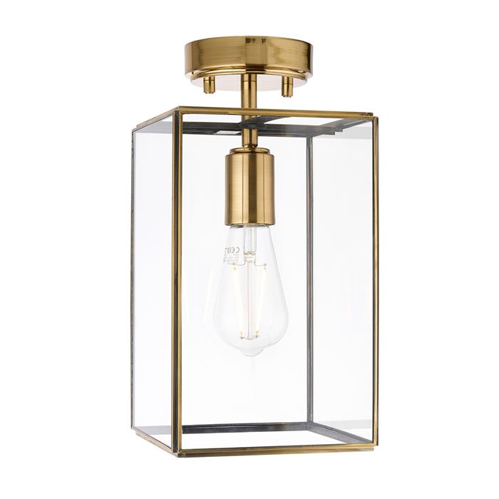 Hammond Flush Fitting Brush Aged Brass With Clear Glass 119143