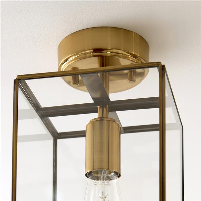 Hammond Flush Fitting Brush Aged Brass With Clear Glass 119143