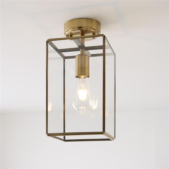Hammond Flush Fitting Brush Aged Brass With Clear Glass 119143