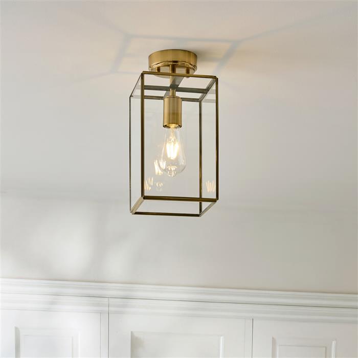 Hammond Flush Fitting Brush Aged Brass With Clear Glass 119143