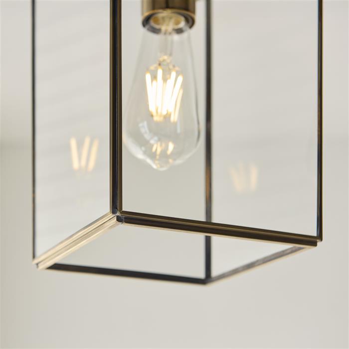Hammond Pendant Brush Aged Brass With Clear Glass 119142
