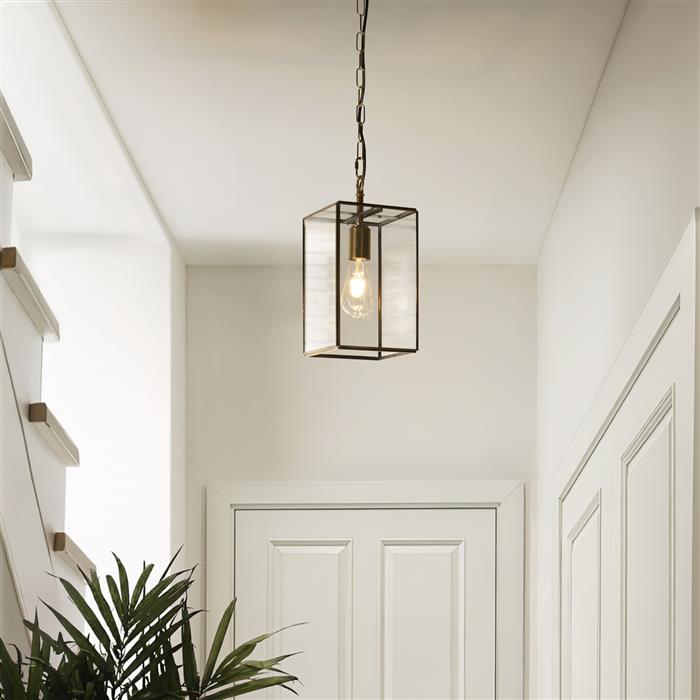 Hammond Pendant Brush Aged Brass With Clear Glass 119142