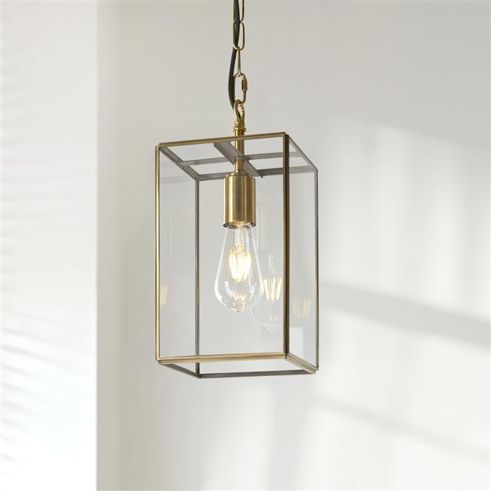 Hammond Pendant Brush Aged Brass With Clear Glass 119142