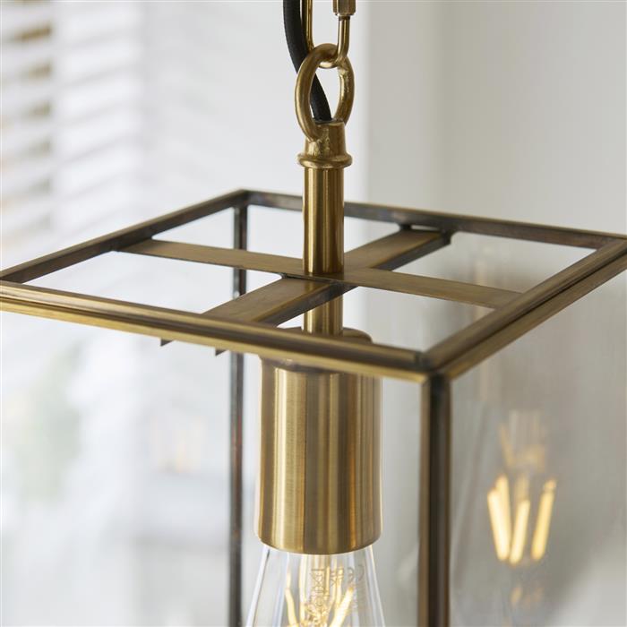 Hammond Pendant Brush Aged Brass With Clear Glass 119142