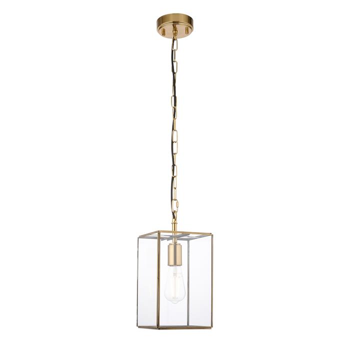 Hammond Pendant Brush Aged Brass With Clear Glass 119142
