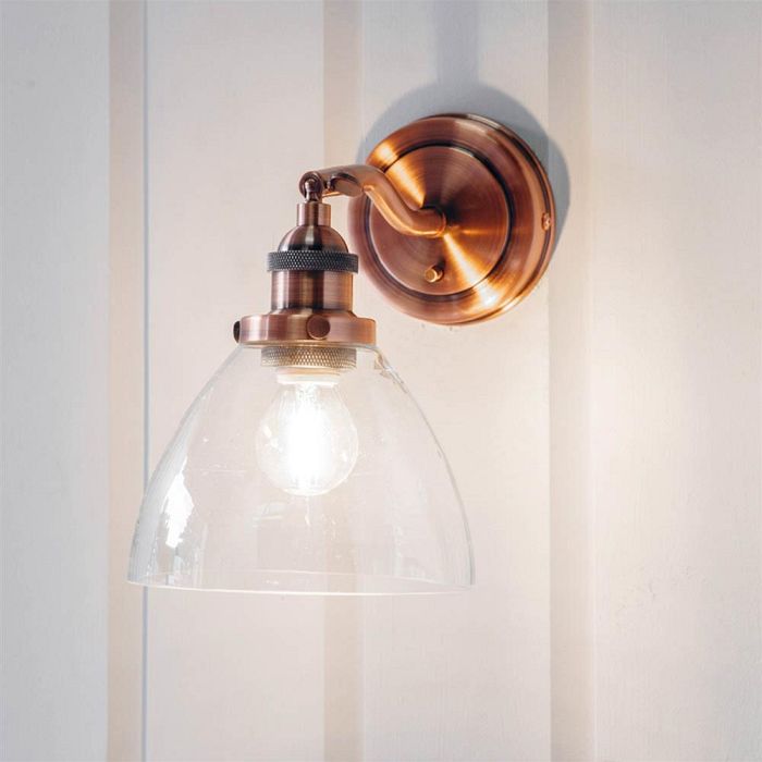 Hansen Aged Copper Switched Adjustable Single Arm Wall Light 76334