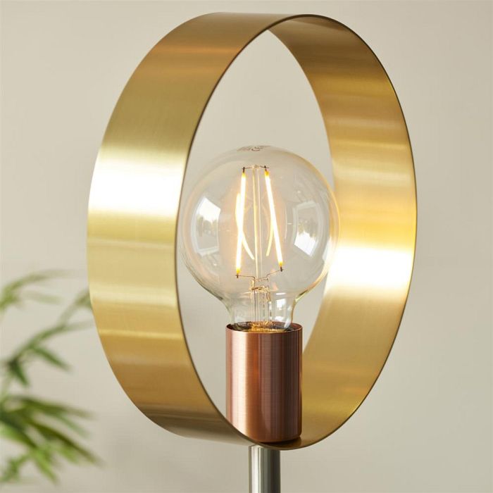 Hoop Brushed Brass and Copper Plate Floor Lamp 98095