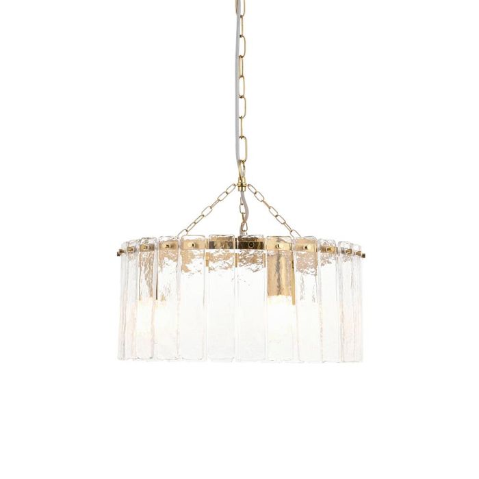 Karine Aged Brass With Textured Glass 3 Light Pendant 118467