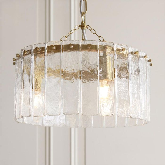 Karine Aged Brass With Textured Glass 3 Light Pendant 118467