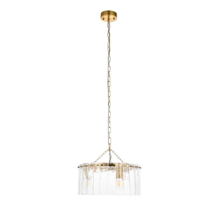 Karine Aged Brass With Textured Glass 3 Light Pendant 118467