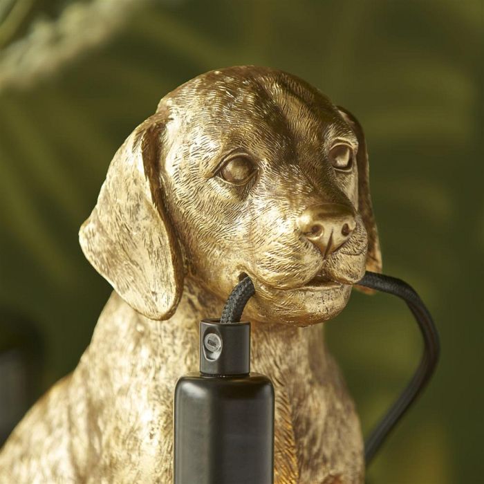 Labrador Puppy Gold Painted Resin Table Lamp 107364