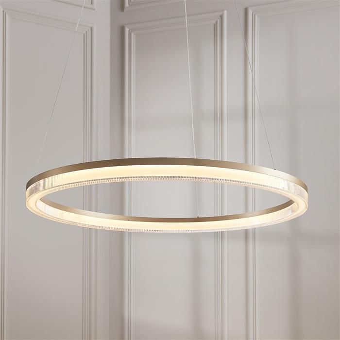 Lansina Brushed Gold Finish LED Hoop Pendant 120549