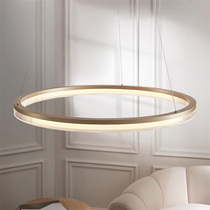 Lansina Brushed Gold Finish LED Hoop Pendant 120549