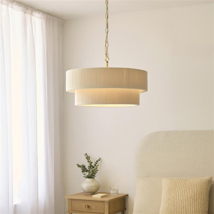 Noah 5-Light Cream and Brushed Brass Pendant 120013