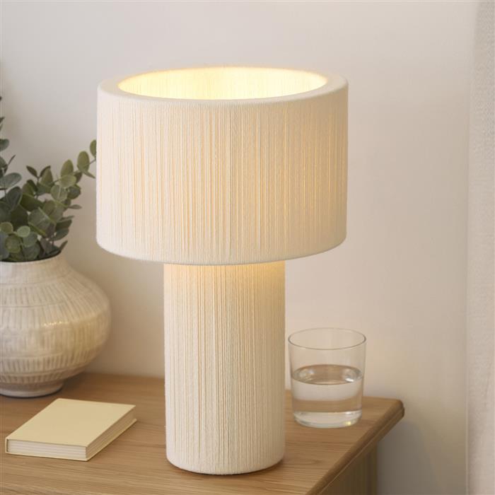 Noah Cream Cotton Cord Table Lamp and Shade 120767