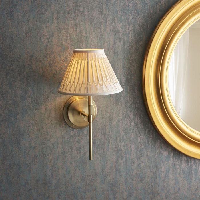 Rennes And Chatsworth Antique Brass Wall Light With Ivory Shade 103354