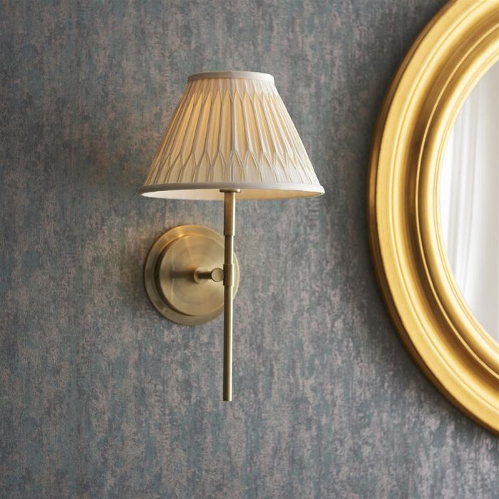Rennes And Chatsworth Antique Brass Wall Light With Ivory Shade 103354