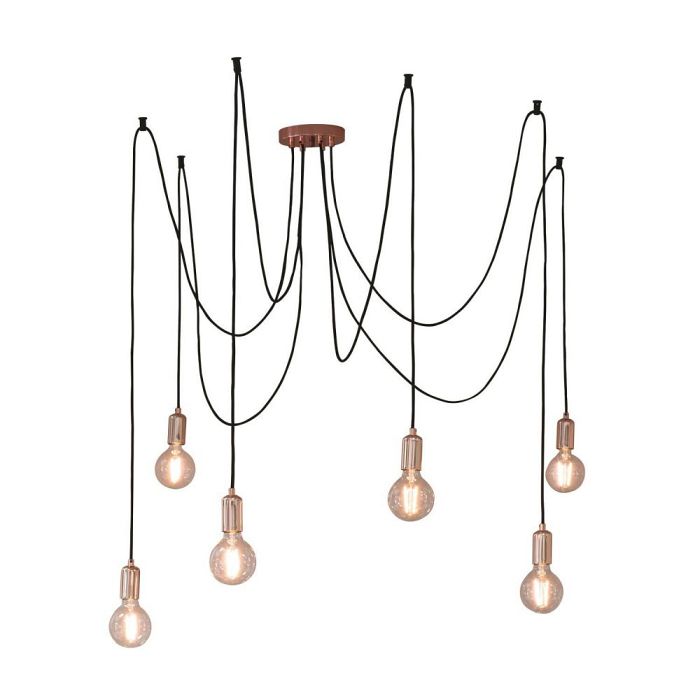 Studio 6 Light Copper Cable Pendant 76580