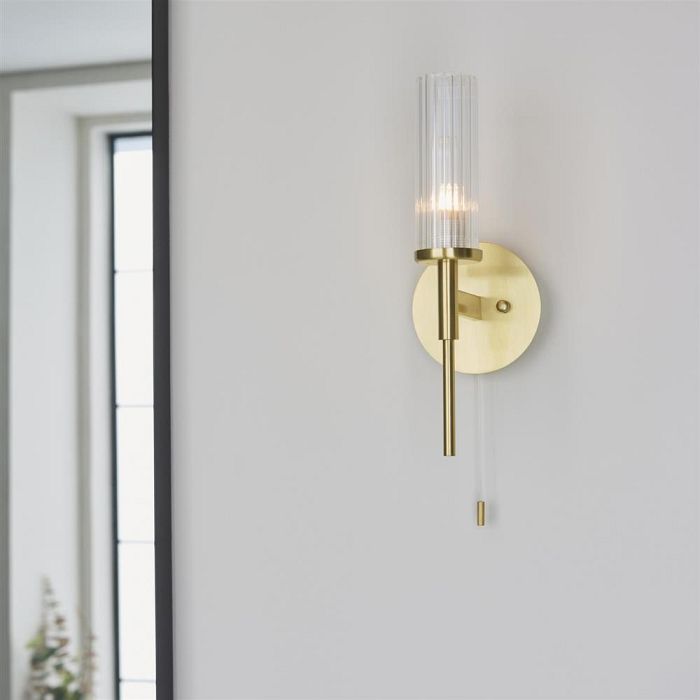 Talo Single IP44 Bathroom Satin Brass Wall Light 96163
