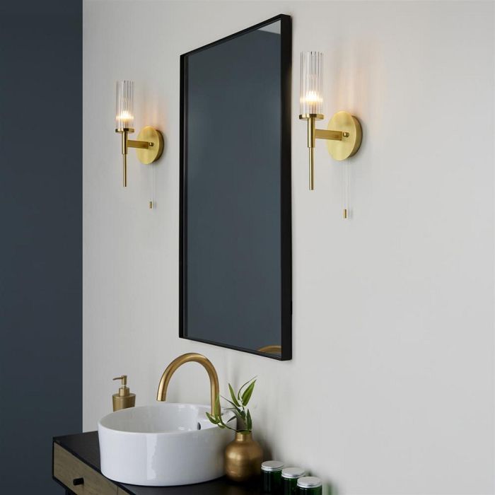 Talo Single IP44 Bathroom Satin Brass Wall Light 96163