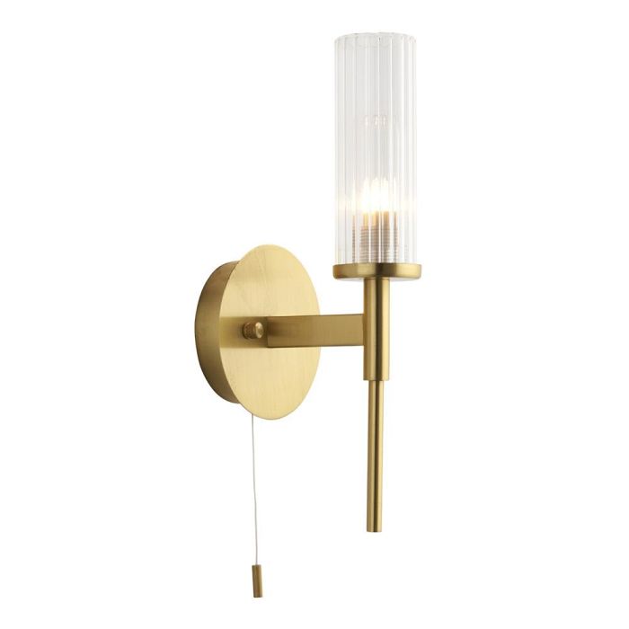 Talo Single IP44 Bathroom Satin Brass Wall Light 96163