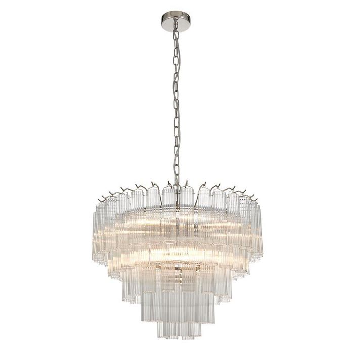 Toulouse Bright Nickel And Clear Glass 12 Light Chandelier 104090