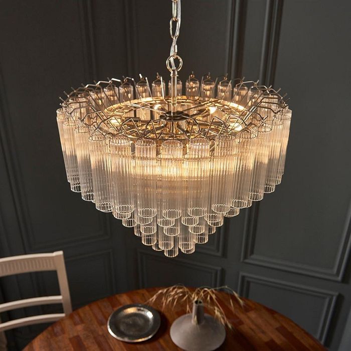 Toulouse Bright Nickel And Clear Glass 12 Light Chandelier 104090