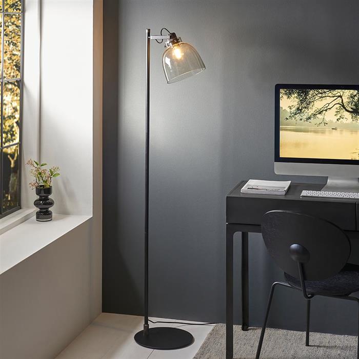 Urban Black and Smoked Grey Glass Floor Lamp 107013